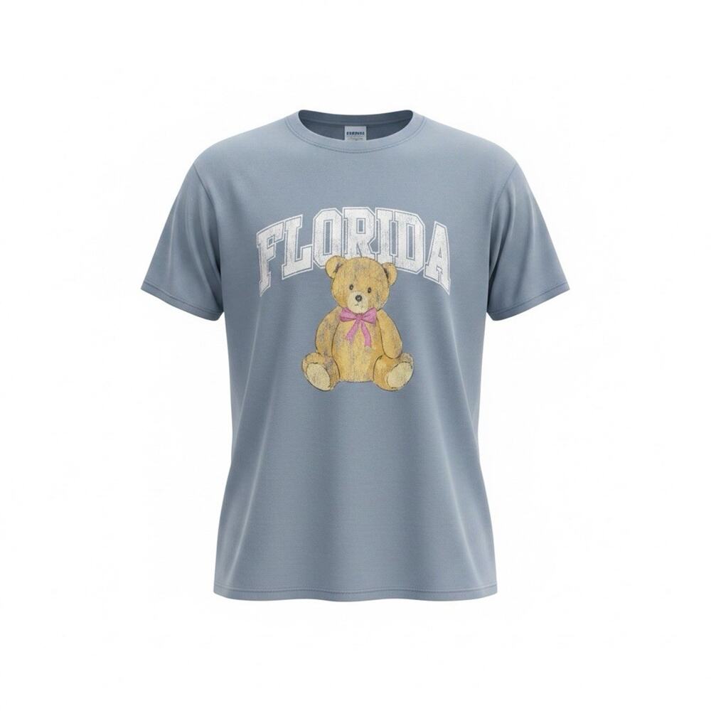 Women’s State Of Mine Graphic Tee Florida With Teddy Bear/Bow Pink